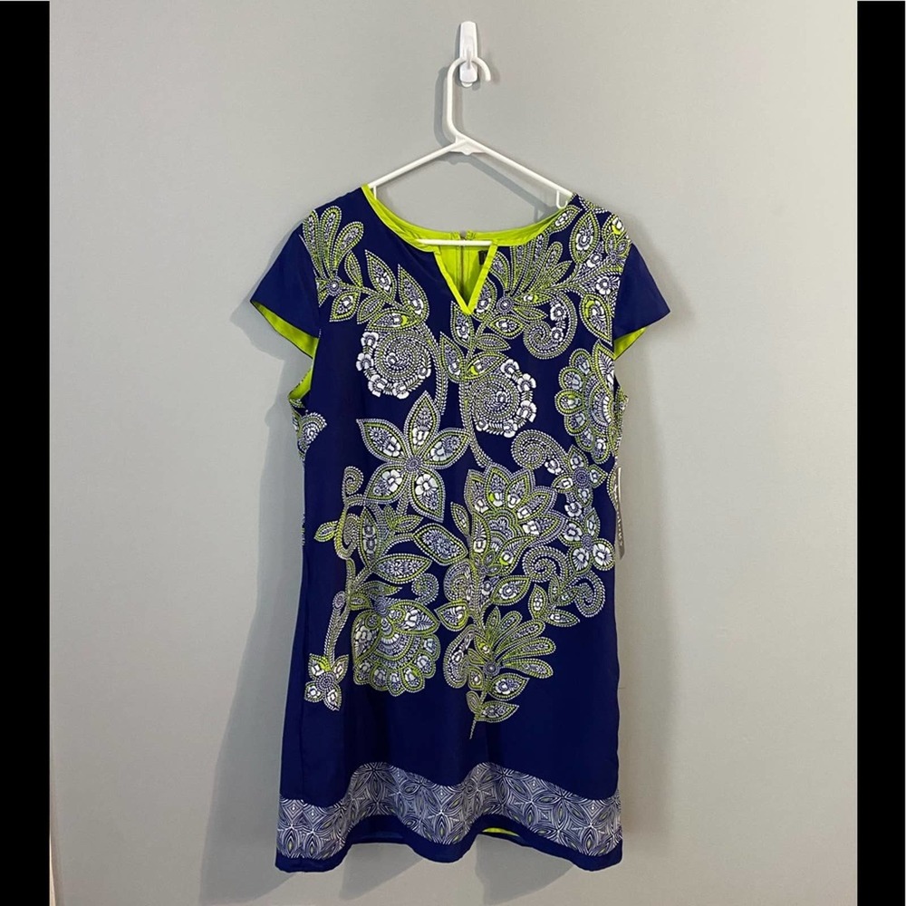 Luxology Beautiful Blue & Lime Dress